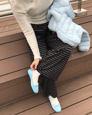 Striped elastic waist pants