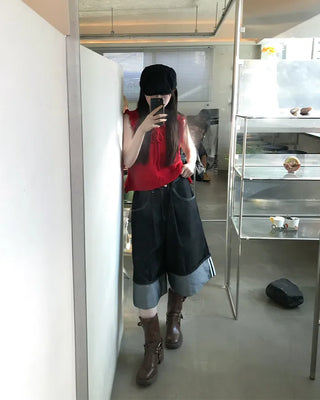 Faux Leather Mid-Calf Engineer Boots