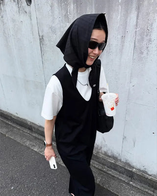 [8th Re-release] [BEST 50] [6th Re-release] (ORIGINAL) Line Cotton Scarf (black)