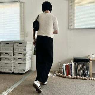 Short-sleeved knit cardigan