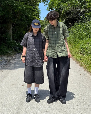 (Unisex) Tartan Check Half Shirt