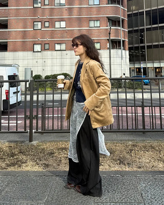 Loose-fit suede jacket
