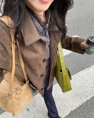 Big Square Suede Shoulder Bag