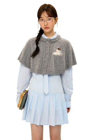 [Moromoro2] Girl & Horse Embroidered Cape  Sweater
