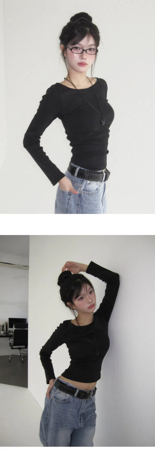 Select sleeve size/neckline MOMU BASIC long-sleeved T-shirt - 4 colors