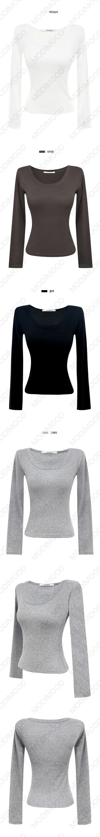 Select sleeve size/neckline MOMU BASIC long-sleeved T-shirt - 4 colors
