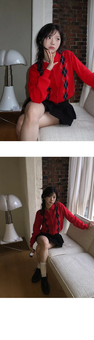 Kara Argyle Daily Cardigan Knitwear - 5 colors