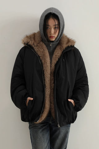 MASONPRINCE Faux Fur Down High-Neck Jacket