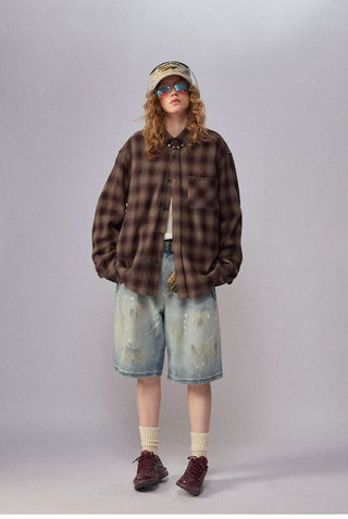 [Monterest] Oversized Yarn-Dyed Plaid Shirt