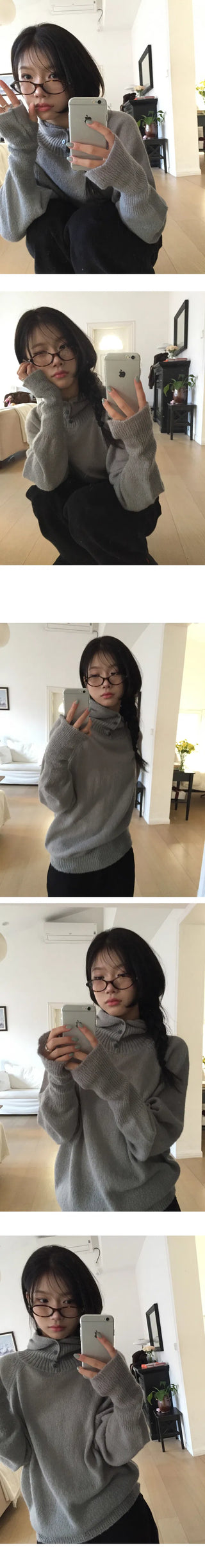 Balaclava Warmer High Neck Mohair Knitwear - 3 Colors
