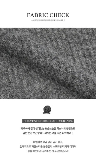 Mamel Semi-Over High Neck Turtleneck Button Warmer Knitwear - 3 Colors