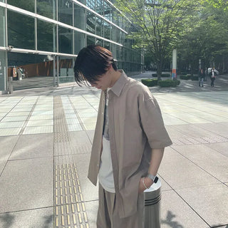 Linen basic short-sleeved shirt