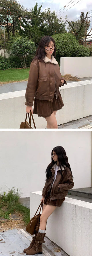 Corduroy lace belt mini skirt - 2 colors
