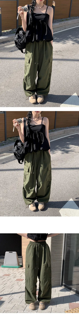 Pocket Nylon Cargo Pintuck Pants - 8 Colors