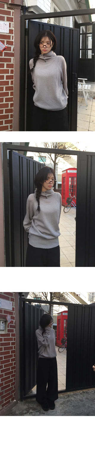 Balaclava Warmer High Neck Mohair Knitwear - 3 Colors
