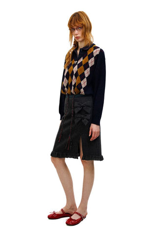 [Moromoro2] Plaid Bow Skirt