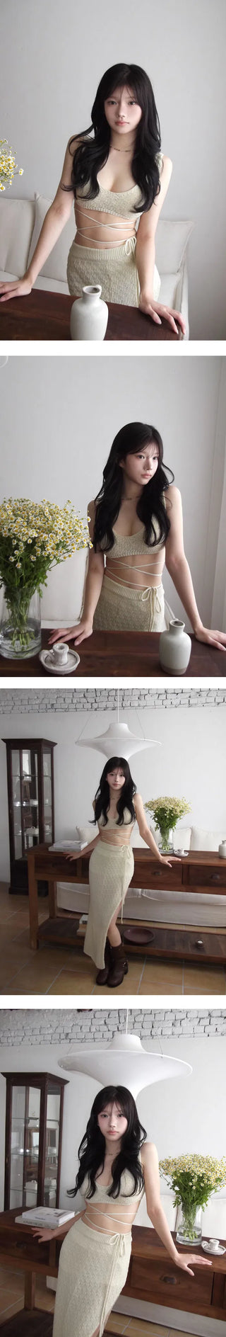 Long Skirt Strap Top Set - 2 Colors