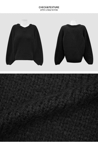 Mohair V-Neck Pompommi Knitwear - 6 colors