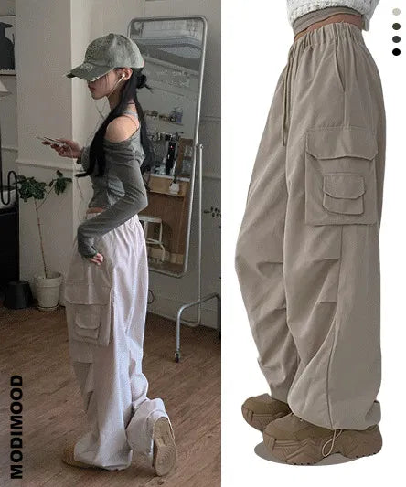 Natty Two-Pocket Wide Long Nylon Two-Way Pants - 4 Colors