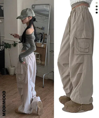 Natty Two-Pocket Wide Long Nylon Two-Way Pants - 4 Colors