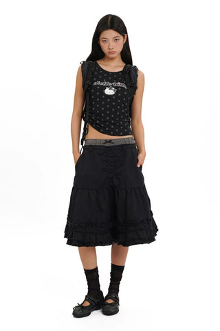 [Moromoro2] Lace Trim Ribbed Half Socks