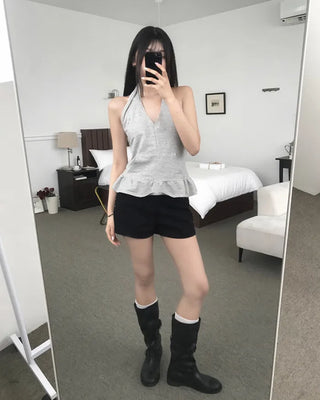 side stud low rise shorts (2color)