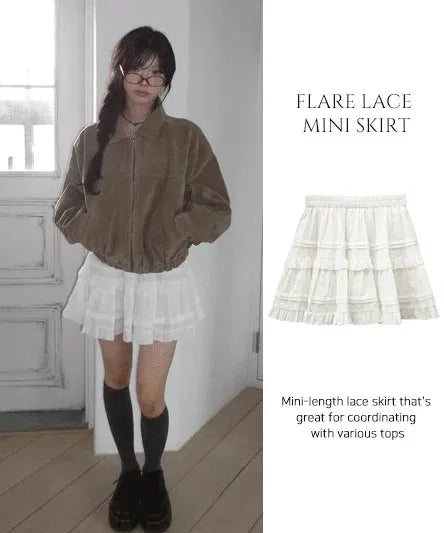 Cancan lace mini skirt