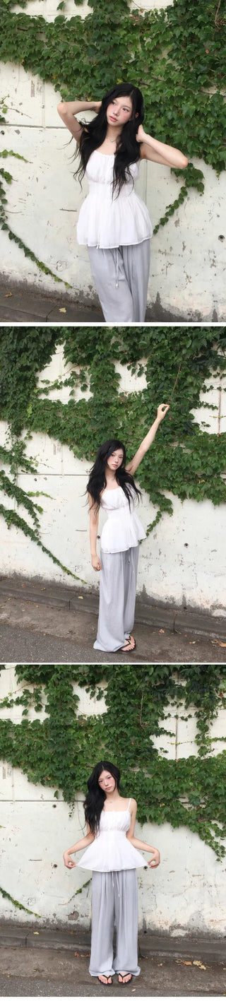 Chalang Linen Two-Pin Tuck Wide Long Pants - 5 Colors
