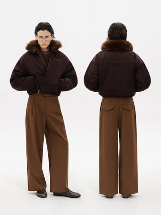 [MASONPRINCE] Fur Collar Oversized Bomber Jacket