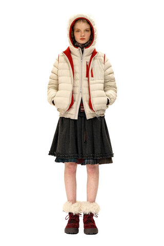 [Moromoro2] Plaid Fur-Lined Platform Snow  Boots