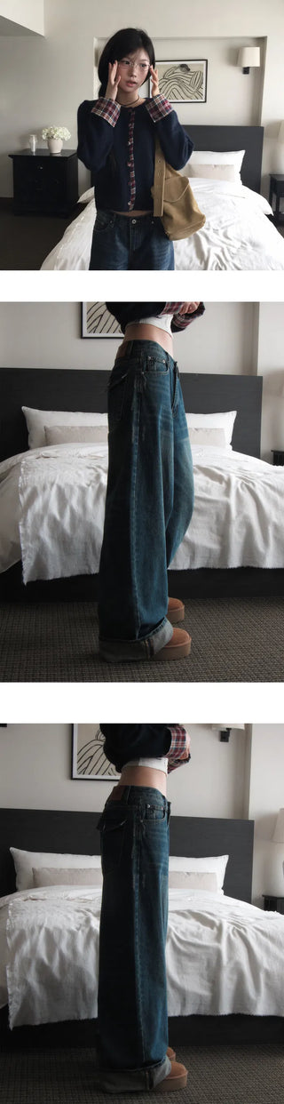 Roll-up wide Faded pants - 3 colors