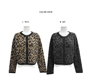 Angora Brush Leopard Knitwear Cardigan