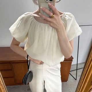 Chiffon shirred blouse