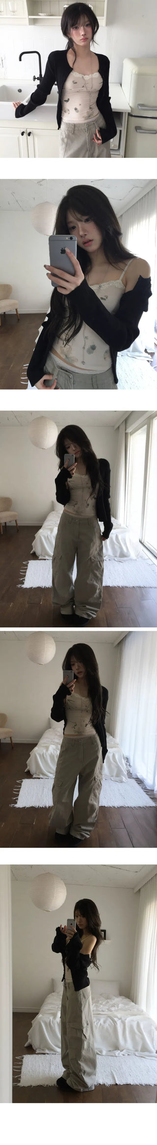 Balloon Wide Split Low Cargo Pants - 2 Colors