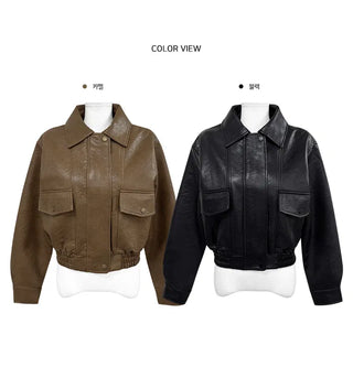 Sarah Half-Fit Crop Leather Jacket - 2 Colors