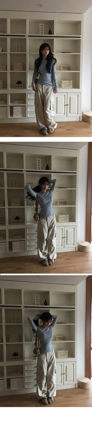 Board Striped Knitwear Basic Long Sleeve T-shirt - 2 colors