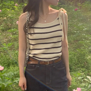 Ribbon ribbed camisole (5cm)