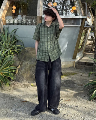 (Unisex) Tartan Check Half Shirt