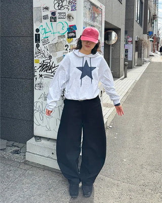 Loose-fit star hooded parka