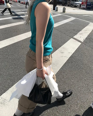 Jewel neck ribbed camisole