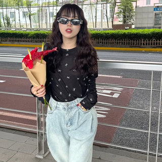 Ribbon Pattern Sheer T-Shirt