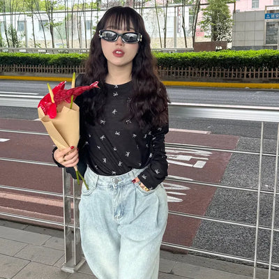 Ribbon Pattern Sheer T-Shirt