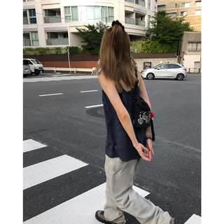 Checked Shirred Camisole