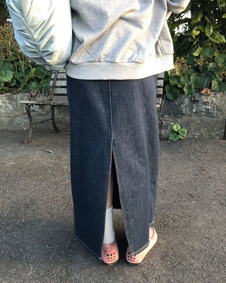 Long denim skirt