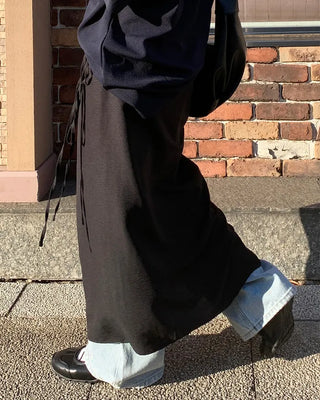 Layered long wrap skirt