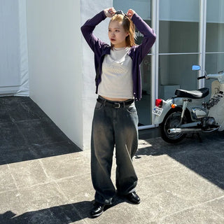 Vintage wide-leg denim pants