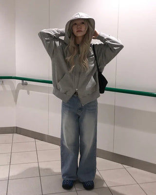 Asymmetrical zip-up hoodie