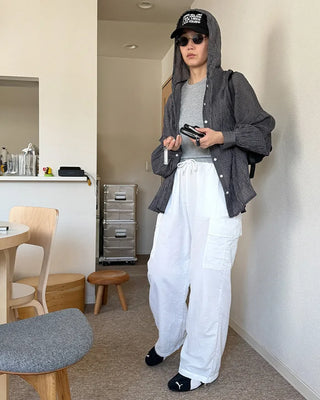 Checked hooded shirt