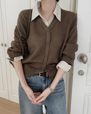 Layered knit cardigan