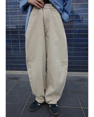 Wide-seam cotton pants